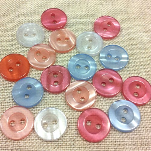 30 boutons nacrés ronds - 11 mm - multicolore t27