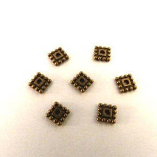 20 perles intercalaires en métal bronze - carré t27