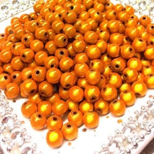 30 perles magique oranges 6 mm t25