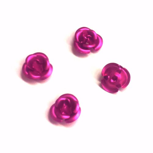4 perles roses fuchsia en aluminium t20