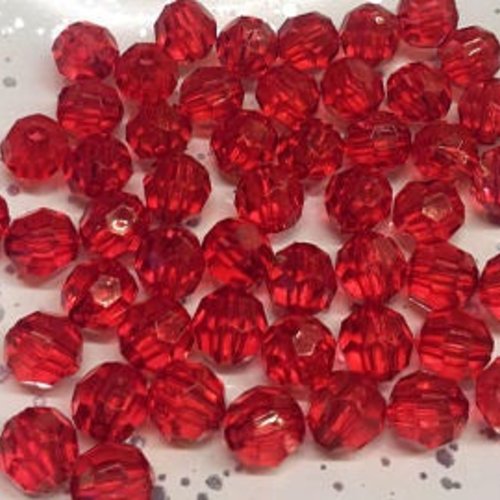 40 perles rouges à facettes rondes t40