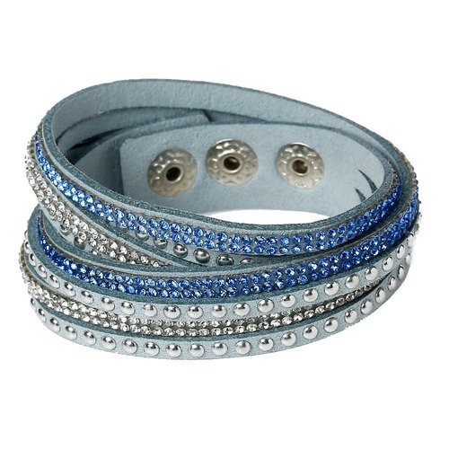 Bracelet strass en suédine bleu