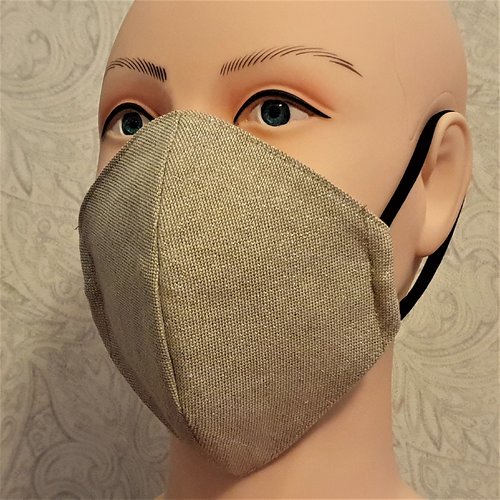 Masque de protection en tissu beige pailleté doré
