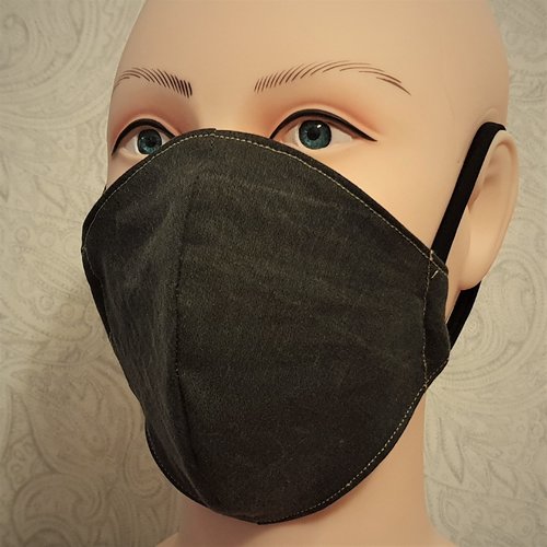 Masque de protection en tissu coton noir anthracite