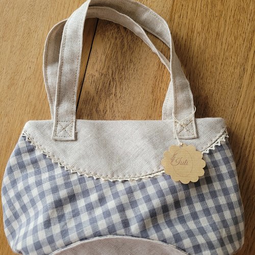 Petit sac shabby vichy gris