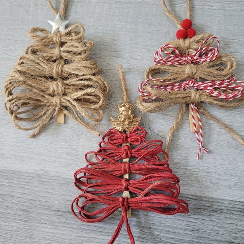 Lot suspensions sapins de noël rouge