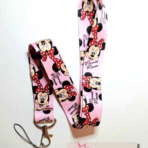 Lanière de cou pour clés, lanière de cou, porte carte bus, porte carte cmi, tout métier, loisir, usage personnel: disney minnie
