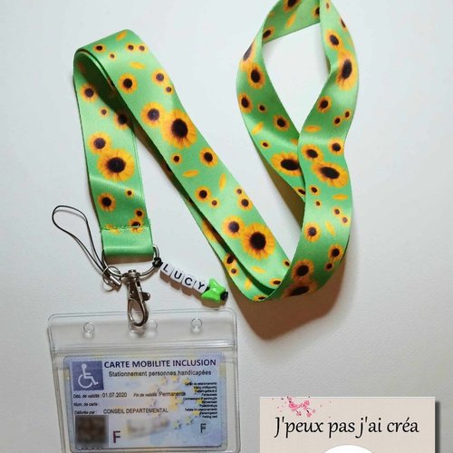 Tour de cou handicap invisible,+ porte carte souple, personnalisé, lanière de cou,cordon de cou, porte clé, cmi,