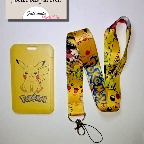 Lanière de cou pokémon, cordon porte clefs, carte de bus, porte clés,,cmi,bus, tram, métro, pass bureau