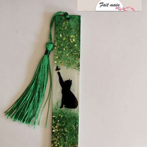 Marque page chat en résine époxy