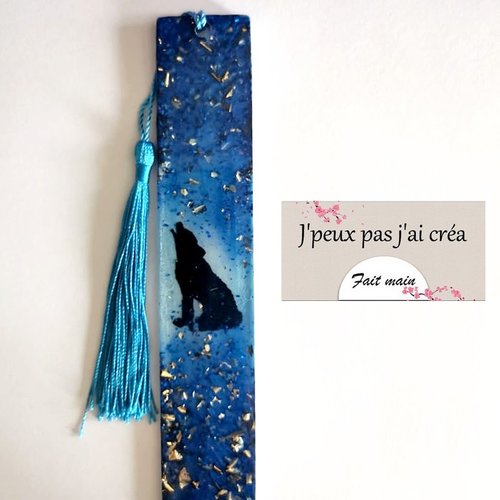 Marque page loup en résine époxy