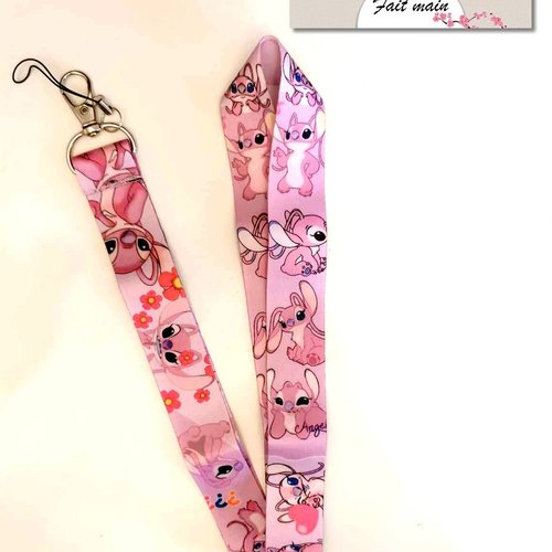 Lanière de cou pour clés, lanière de cou, porte clefs, pass bus, porte carte cmi, tout métier, loisir: stitch angel