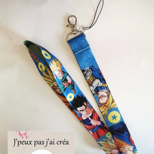 Lanière de cou dragon ball z, cordon porte clés, carte pour bus, tram,métro, porte carte cmi,dbz