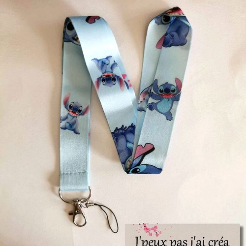 Lanière de cou, cordon porte clefs, lanière, carte de bus, pass navigo ou porte carte/badge stitch