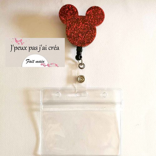 Enrouleur badge rétractable en résine époxy + pochette plastique