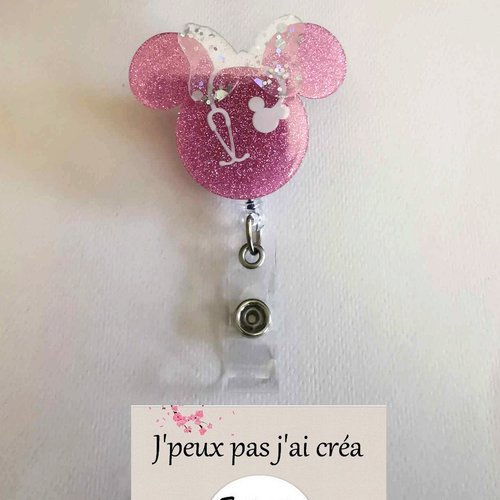 Enrouleur badge/ porte ciseaux rétractable disney