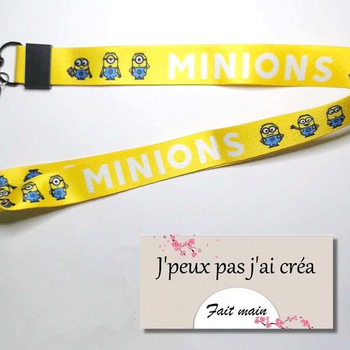 Lanière de cou les minions ,tour de cou, cordon porte clés,carte de bus, cantine, cmi : minions