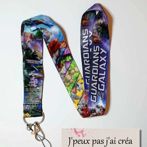 Lanière de cou,tour de cou, cordon porte clés,carte de bus, cantine, cmi : gardien de la galaxy