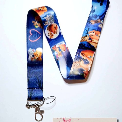 La belle et le clochard, lanière de cou, porte clés,tour de cou, cordon porte badge