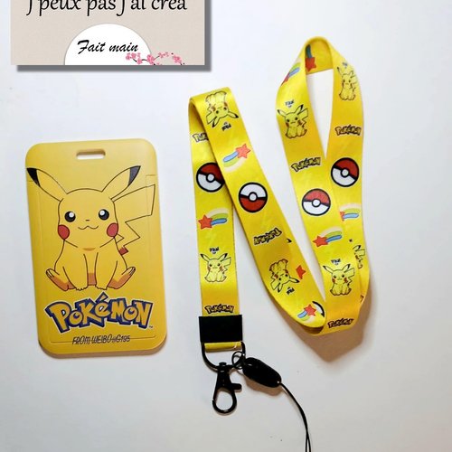 Lanière de cou pokémon, cordon porte clefs, carte de bus, porte clés,,cmi,bus, tram, métro, pass bureau
