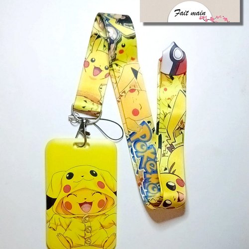 Lanière de cou pokémon, cordon porte clefs, carte de bus, porte clés,cmi,bus, tram, métro, pass bureau
