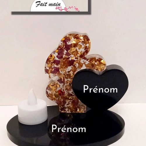 Plaque souvenir lapin avec bougie led personnalisable au nom de votre animal.