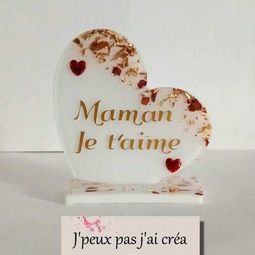 Coeur en résine époxy "maman je t'aime"