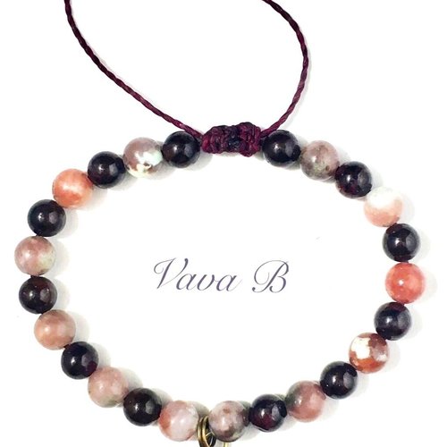 Bracelet pierres fines et naturelles (jaspe, turquoise, rubis