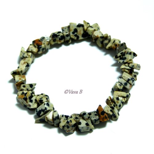 Bracelet en pierres naturelles -jaspe dalmatien - ref. br 0409