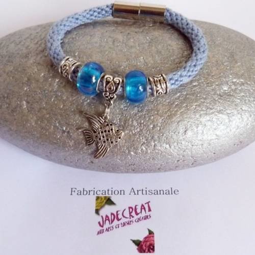Bracelet  kumihimo - bleu - style pandora