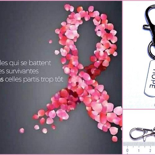 Bijoux de sac, porte-clés "ruban rose" et "hope" - octobre rose