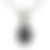 Collier en macramé et gemme - obisdienne flocons de neige - réf. c. 0225 - gris et noir