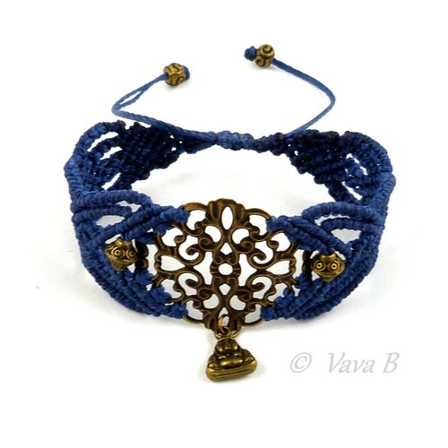 Bracelet en macramé bouddha -bleu marine- réf. br 0297