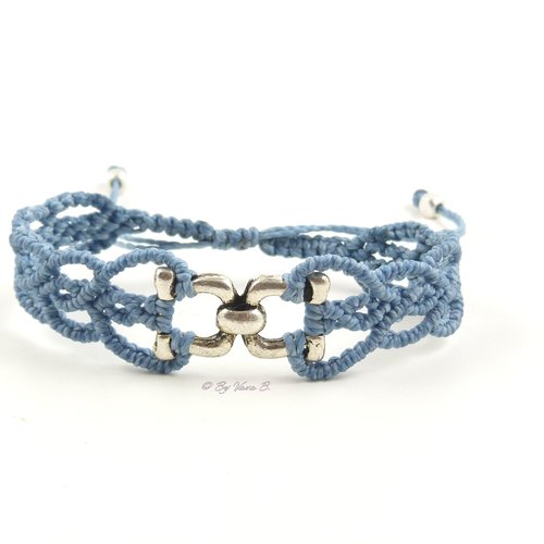 Bracelet en micro- macramé - bleu jean's - réf. br 0316
