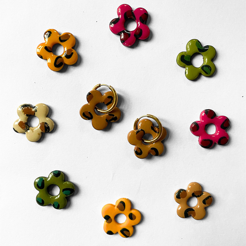 Paire de charms fleur marie leopard pour boucles d'oreilles créoles interchangeables bijoux