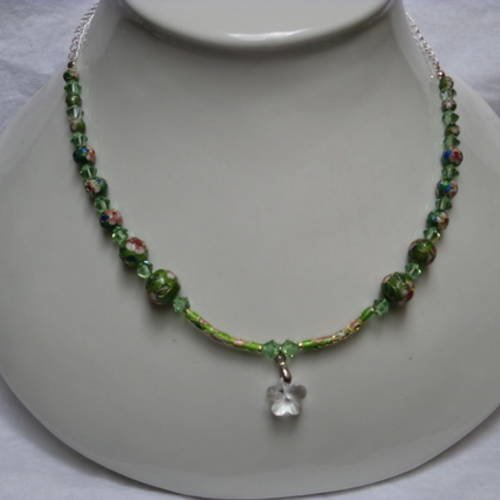Collier perles chinoises cloisonnées et perles en purecristal (swarovski)