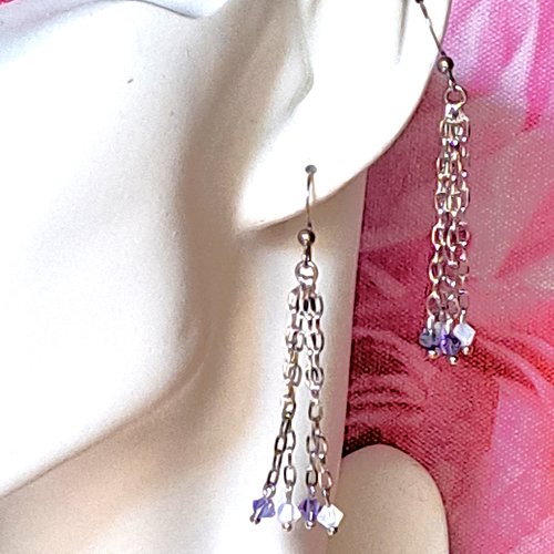 Boucles d'oreilles acier inoxydable et cristal