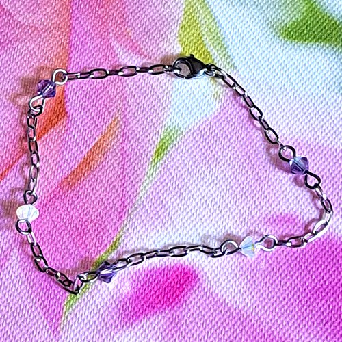 Bracelet en acier inoxydable et toupies en pure cristal
