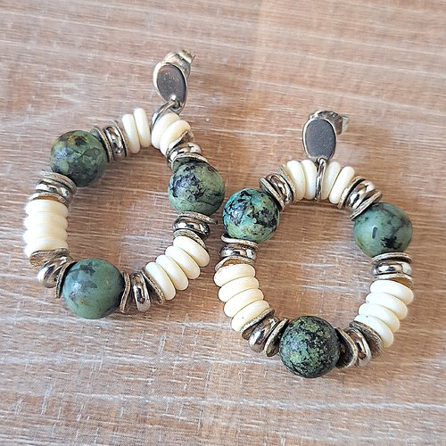 Boucles d'oreilles acier inoxydable et perles