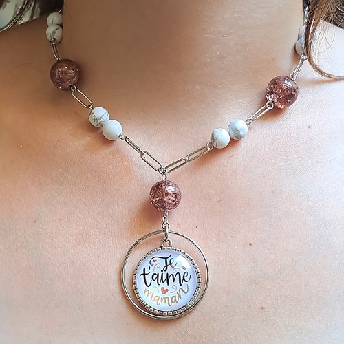 Collier ras de cou "je t'aime maman"