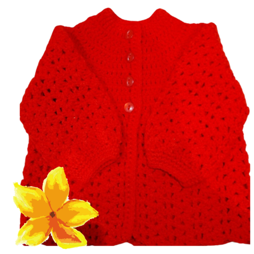 Manteau Rouge Laine Bebe Fille Fait Main Au Crochet T 1 A 3 Mois Jarakymini Un Grand Marche