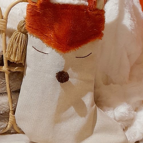 Chaussette de noël renard personnalisable - décoration de noël - broderie offerte