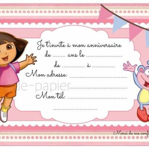 Carte D Invitation Anniversaire Enfant A Imprimer Dora Un Grand Marche