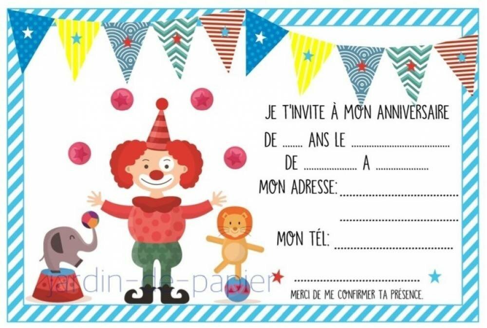 carte d invitation anniversaire garcon Carte D Invitation Anniversaire Enfant A Imprimer Cirque Un carte d invitation anniversaire garcon