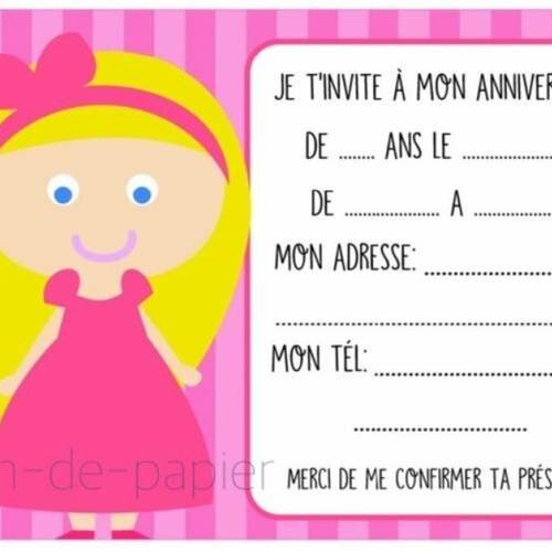 Carte D Invitation Anniversaire Enfant A Imprimer Princesse Un Grand Marche