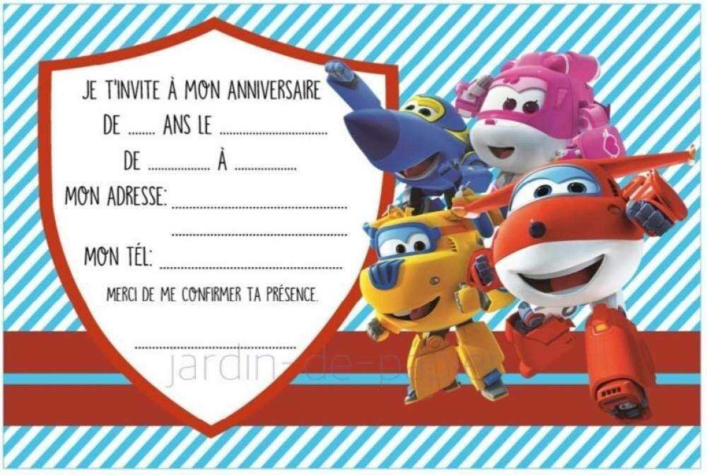 carte d anniversaire pour enfant Carte D Invitation Anniversaire Enfant A Imprimer Superwings Un carte d anniversaire pour enfant