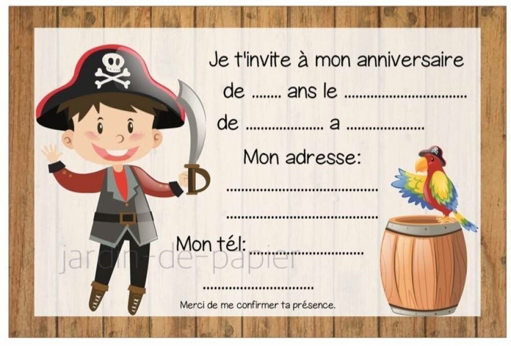 Carte D Invitation Anniversaire Enfant A Imprimer Pirate Un Grand Marche