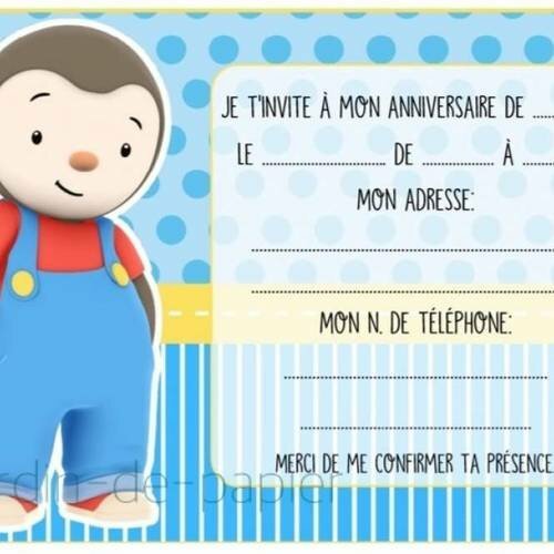 Carte D Invitation Anniversaire Enfant A Imprimer Tchoupi Un Grand Marche