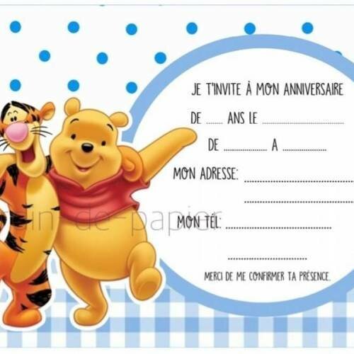Carte D Invitation Anniversaire Enfant A Imprimer Winnie Un Grand Marche