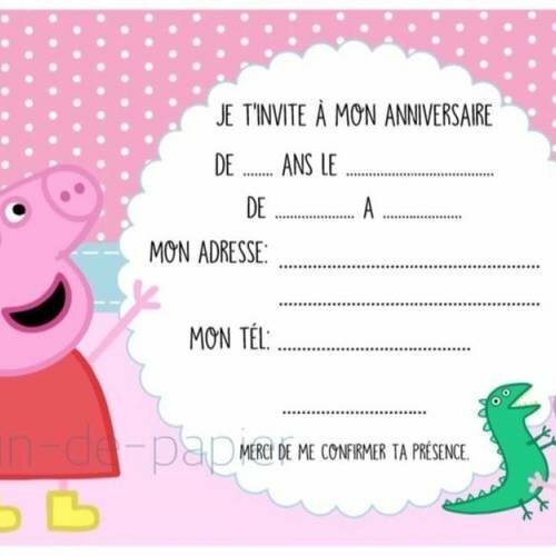 Carte D Invitation Anniversaire Enfant A Imprimer Peppa Pig Un Grand Marche